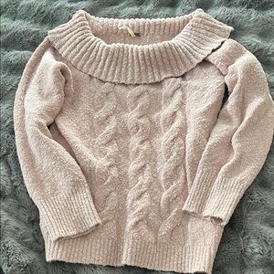 Cozy Pink Cable Knit Sweater
